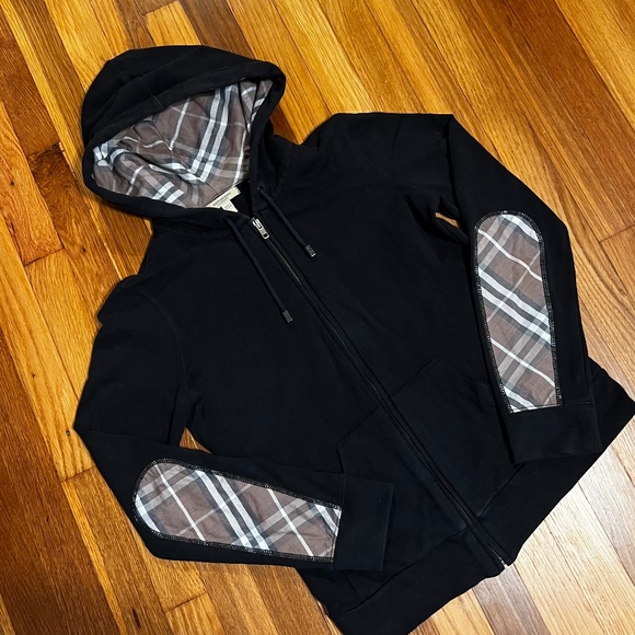 Burberry London Zip-Hoodie with Nova Check Elbow Patches — Size Small - Picture 1 of 11